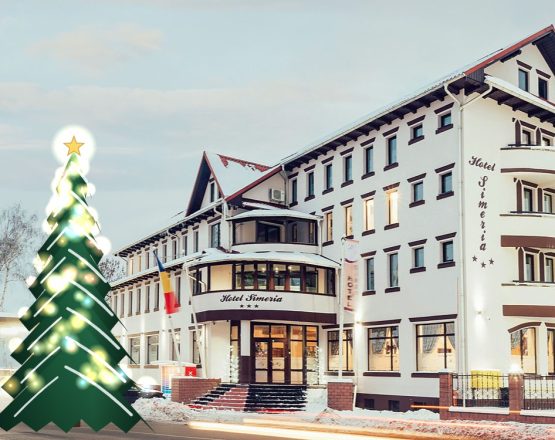Oferte Crăciun 2026 Gura Humorului – Hotel Simeria cu brad de Crăciun (ilustrație)